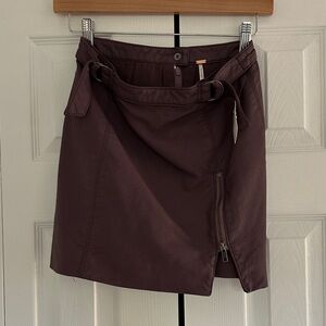 Free People mini Skirt in Deep Plum with Belted Waist